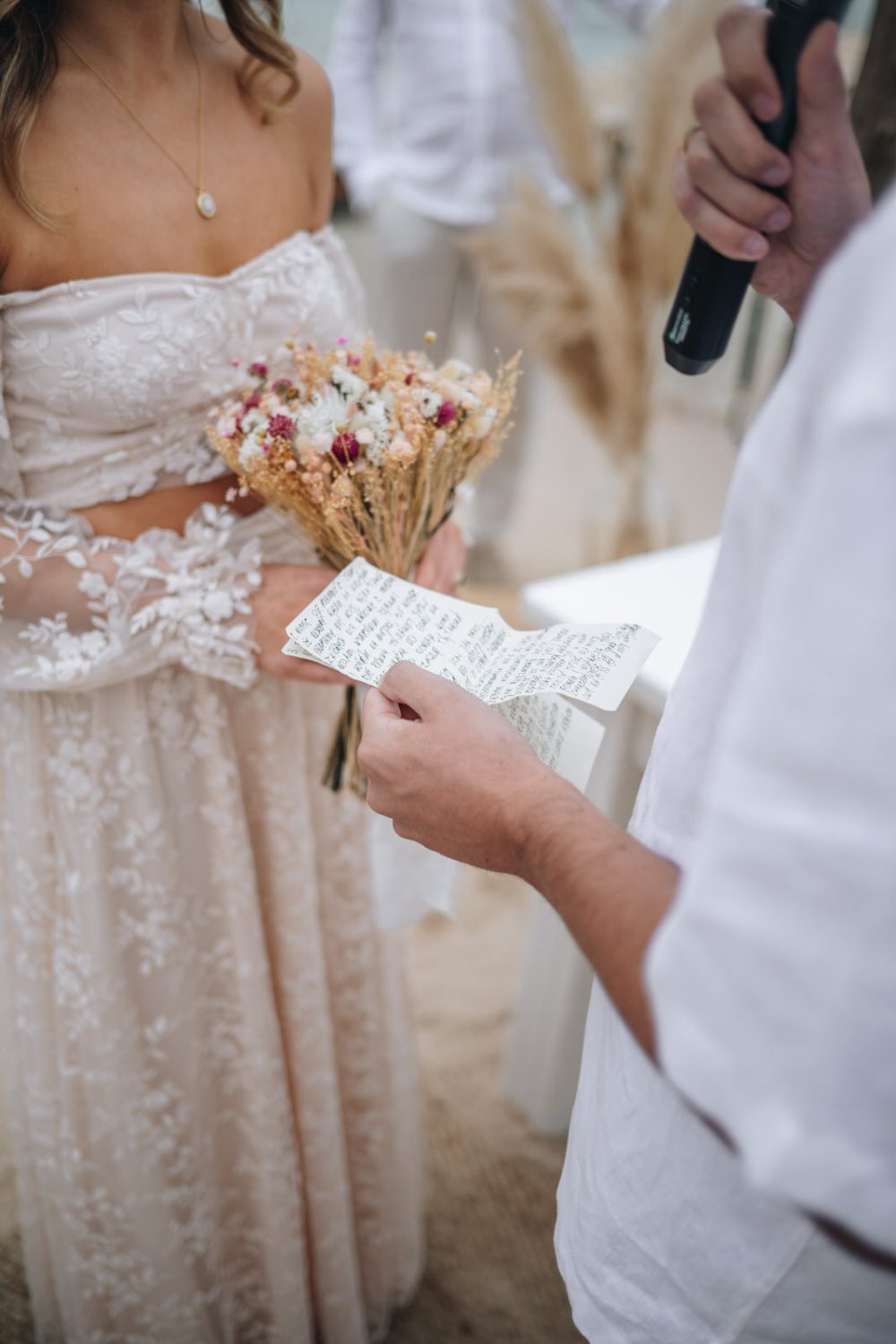 Groom reading his wedding vows during ceremony on Levan Island in Istria