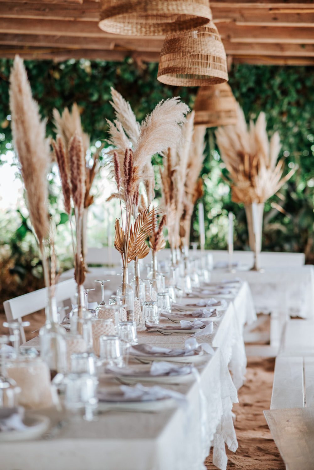 Wedding table decorations in boho style on Levan Island Istria