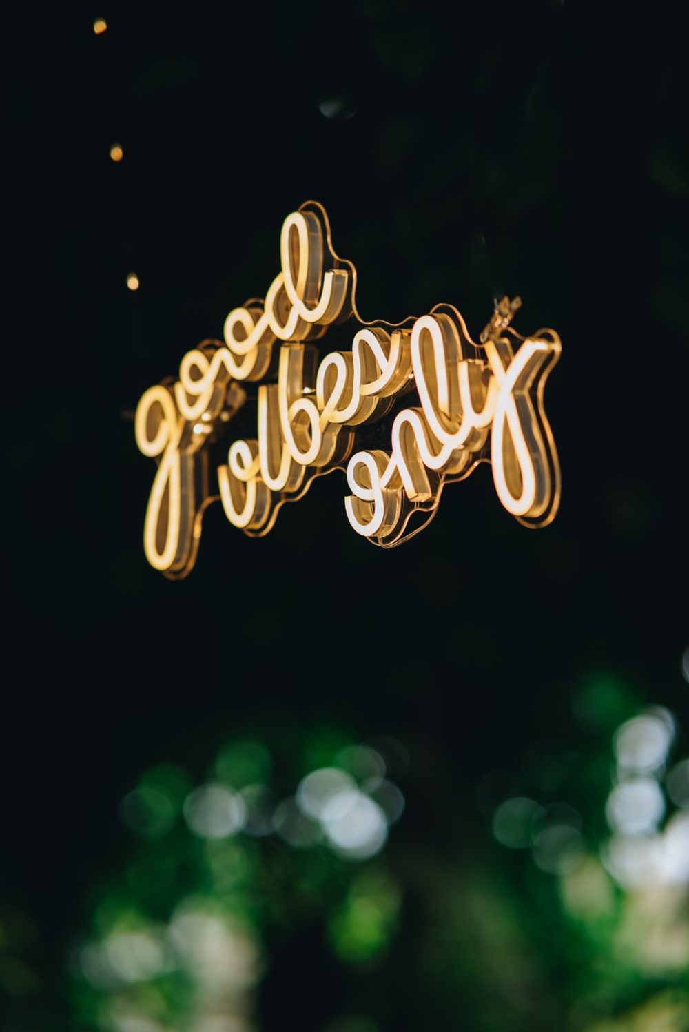 Good vibes only neon sign at Levan Island Istria