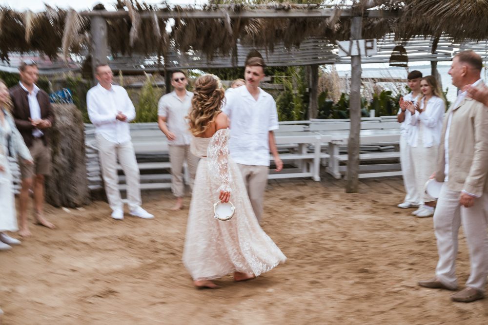 Newlyweds dancing on Levan Island Istria