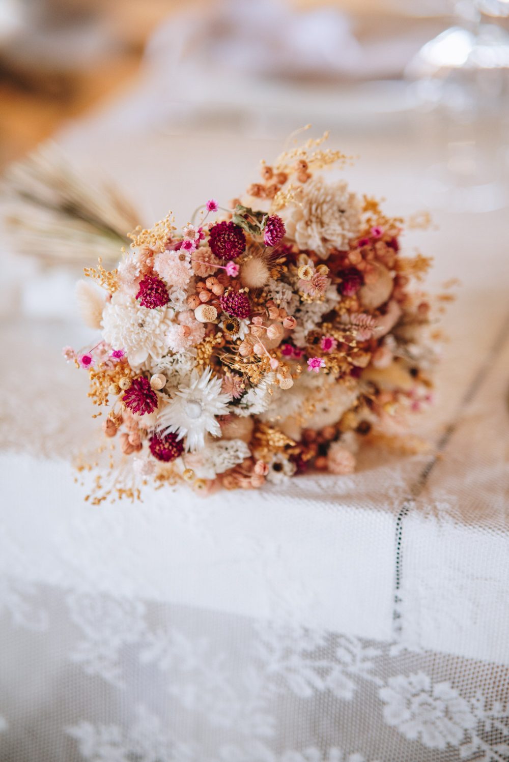 Bridal bouquet of dried wild flowers