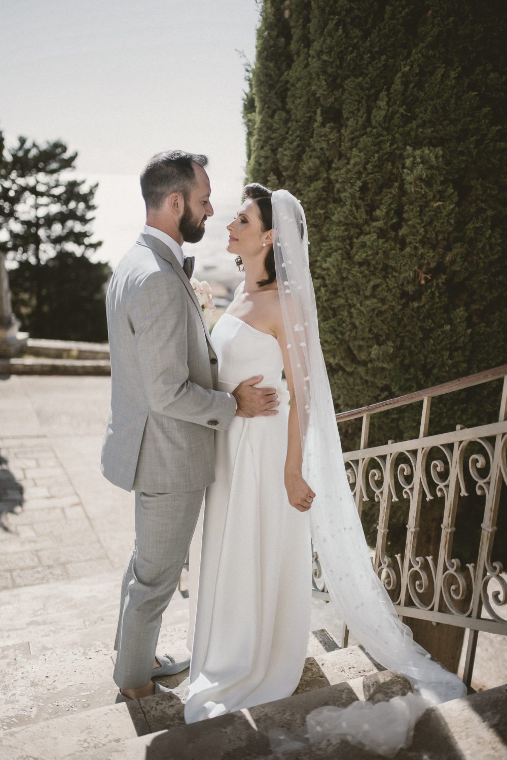 Newlyweds after their wedding in Vis