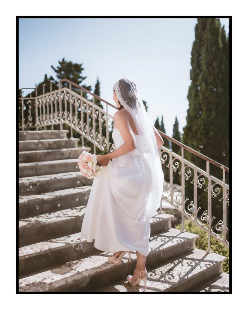 Bride before the church wedding ceremony in Vis