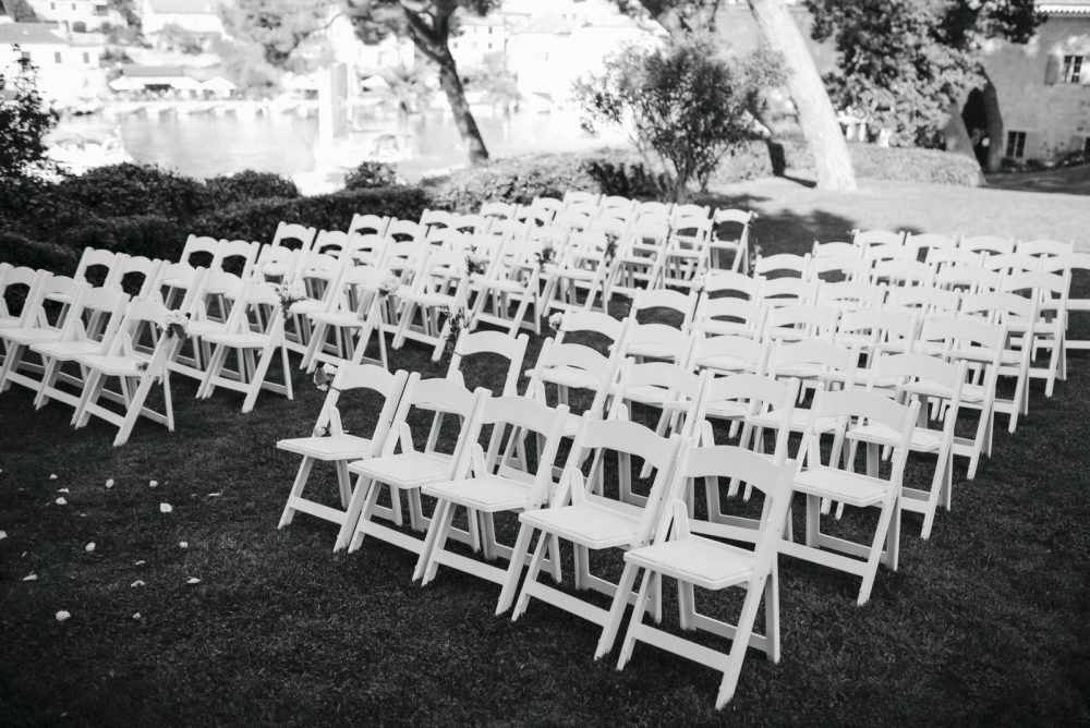 Luxury wedding reception setup captured by a Croatia-based photographer