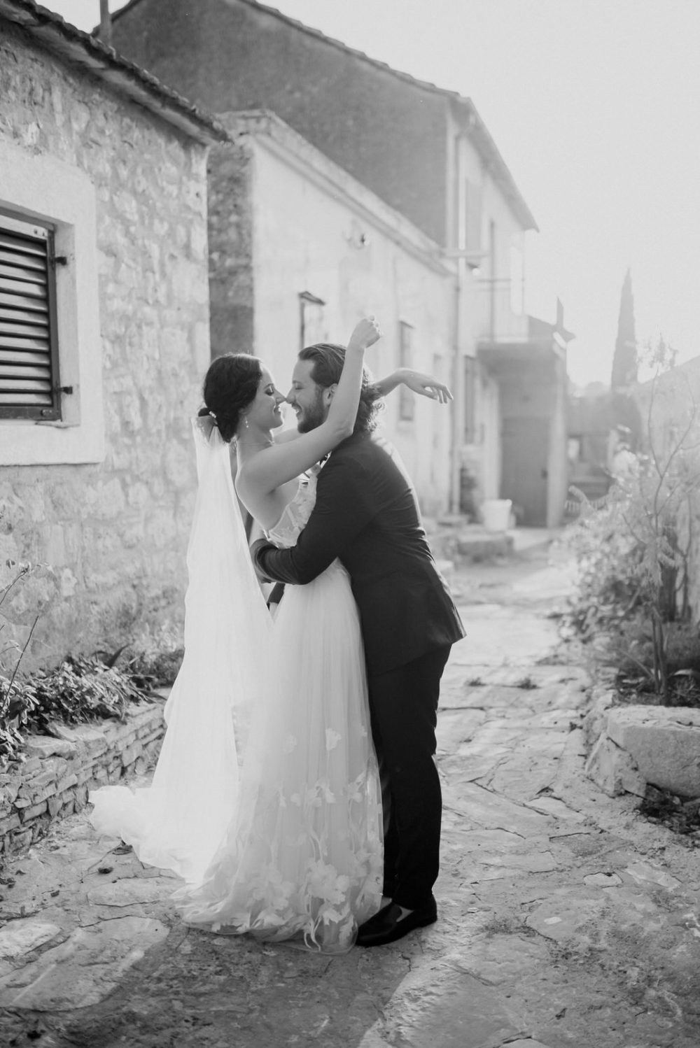 Bride and groom sunset portrait session on Solta Island Croatia